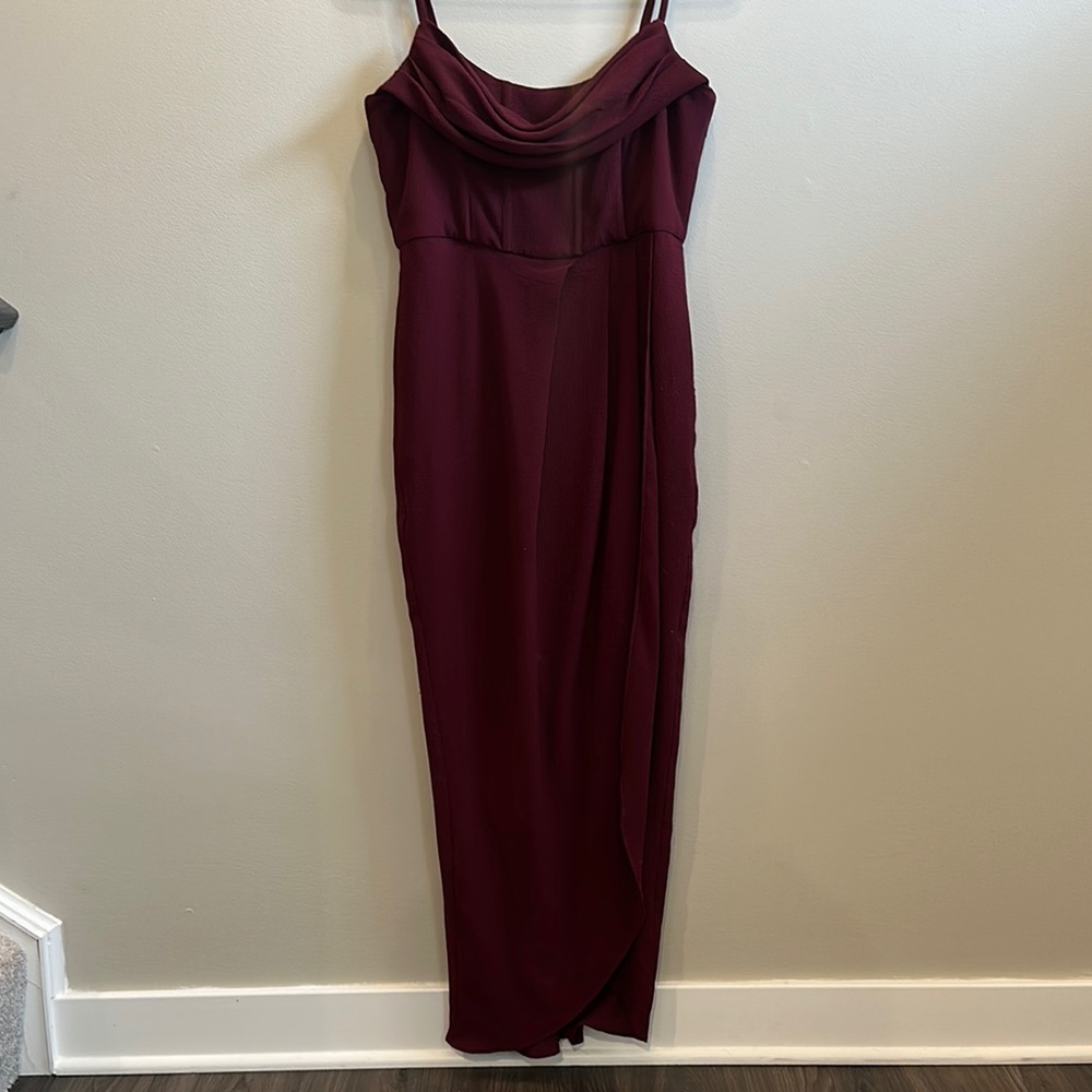 Showpo Burgundy Corset Gown